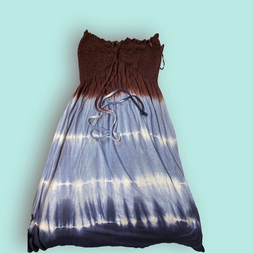Summer dress blue with brown size S